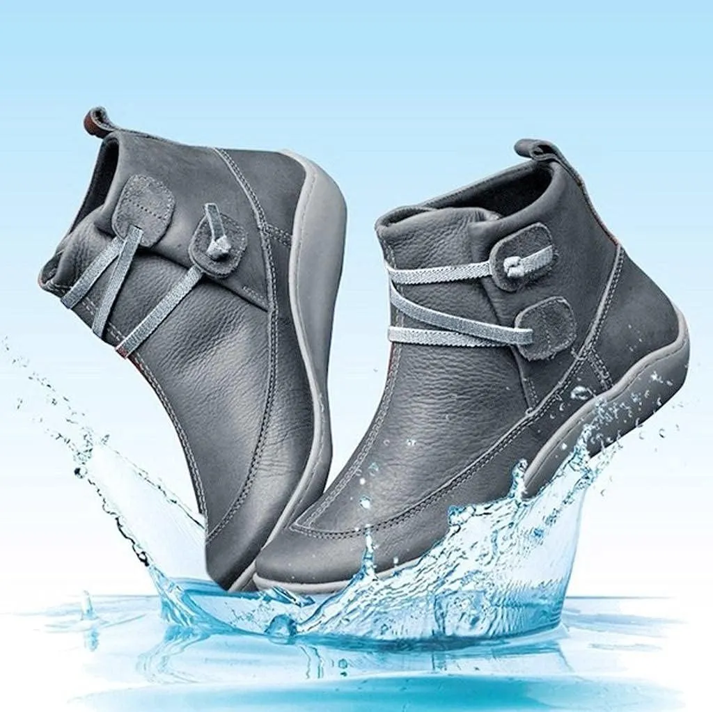 Ankle Booties for Women Flat Heel,Women’s Ankle Boots Fashion Lace Up Side Zip Vintage Booties Low Heel Arch Support