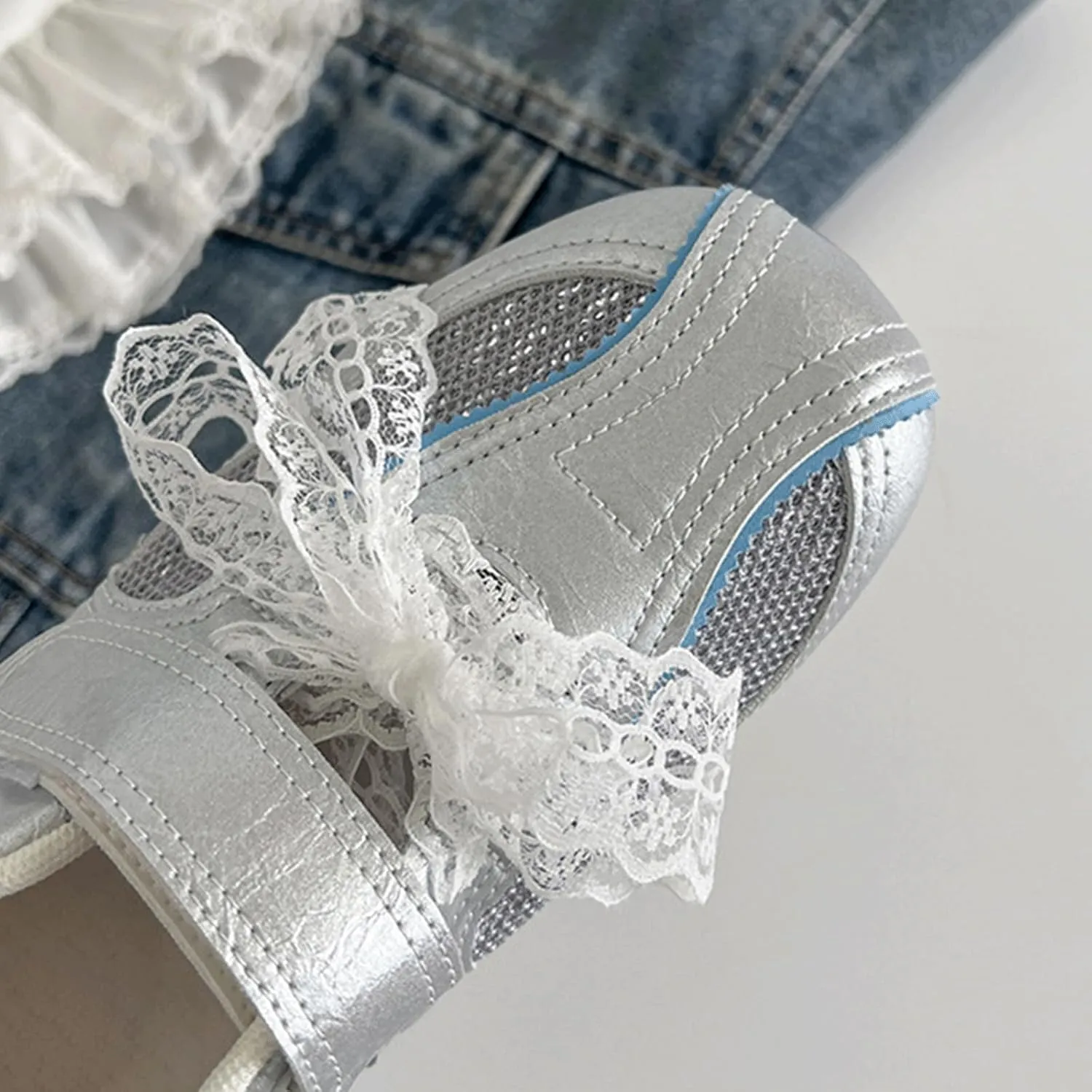 Ballet Sneakers for Woman Leather Trendy Breathable Hook and Loop Ballerina Flats with Lace Ties Wide Box Fancy Cute Ballet Shoes Soft Outwear 2025 Spring Summer