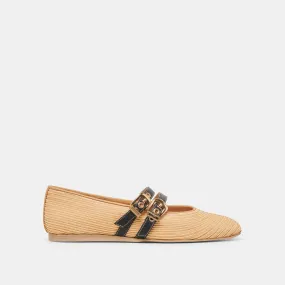 BAYLEE WIDE BALLET FLATS NATURAL RAFFIA