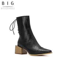 Bigsizeheels Western strap wooden heel - Black
