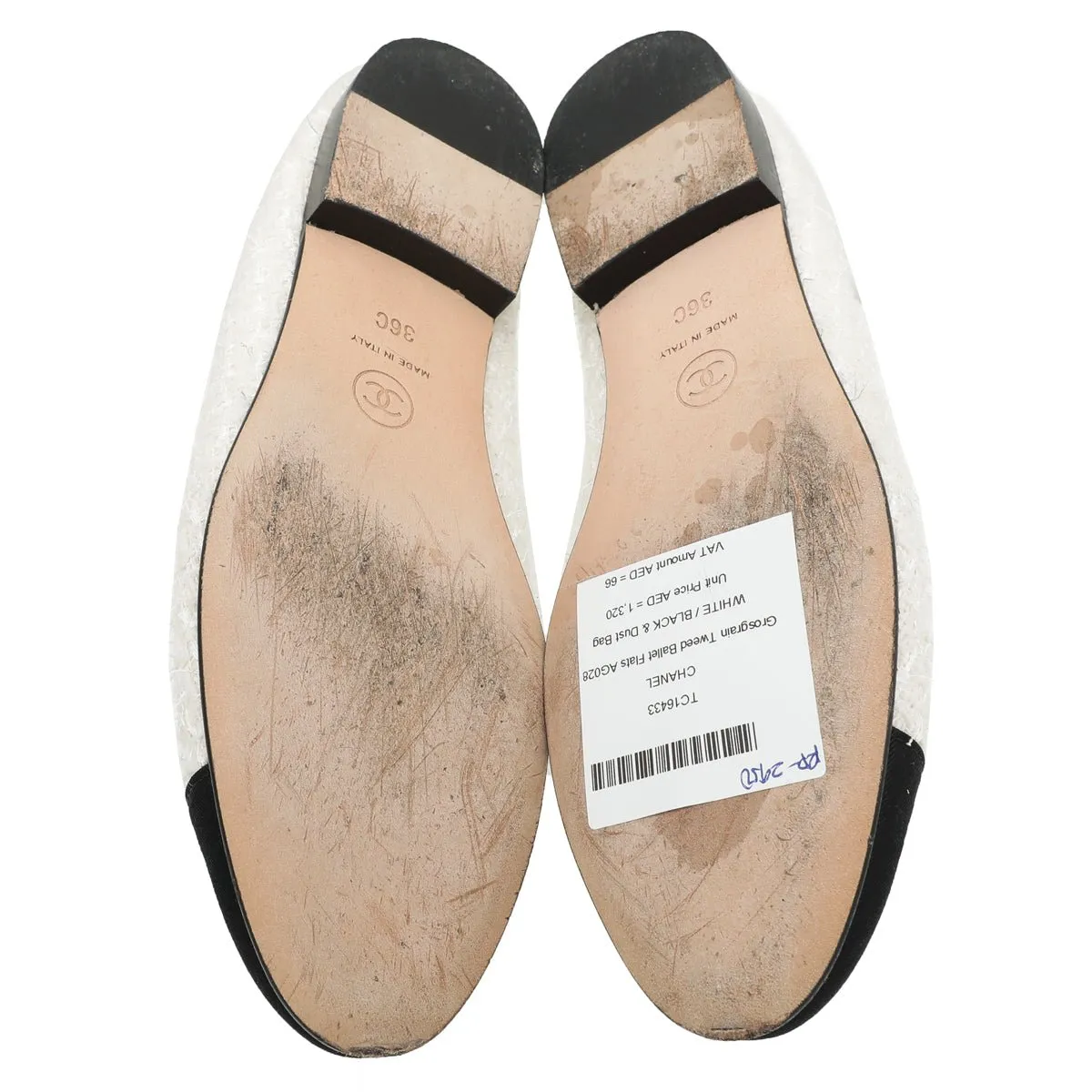 Chanel Bicolor Grosgrain Tweed Ballet Flats 36