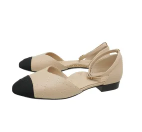Chanel Bicolor Mary Janes Flat Ballet 38