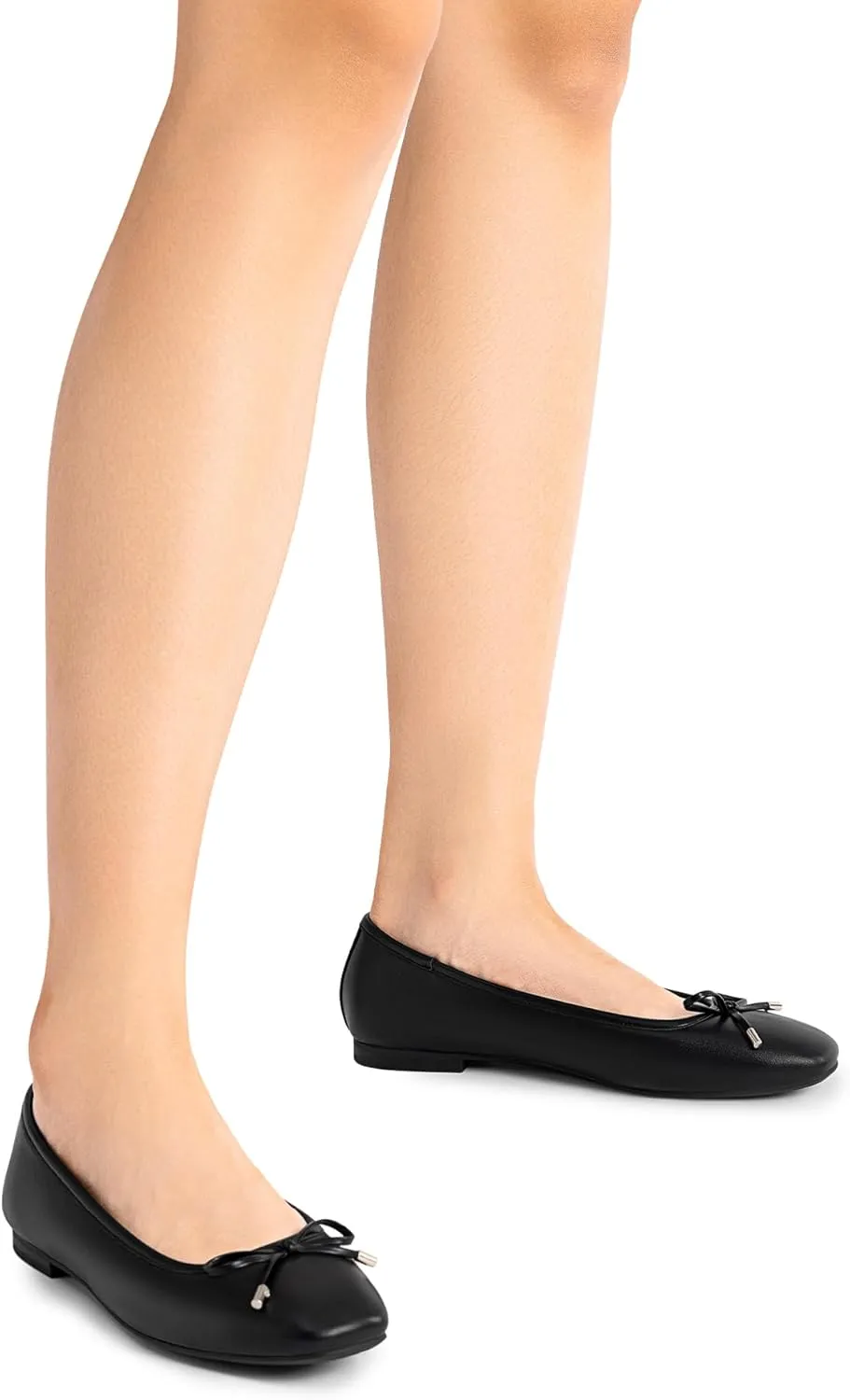 DREAM PAIRS Women's Flats Square Toe Ballet Flats Comfortable Casual Ballerina Flat Dress Shoes with Bow Suitable for Dressy Business Casual Work Office