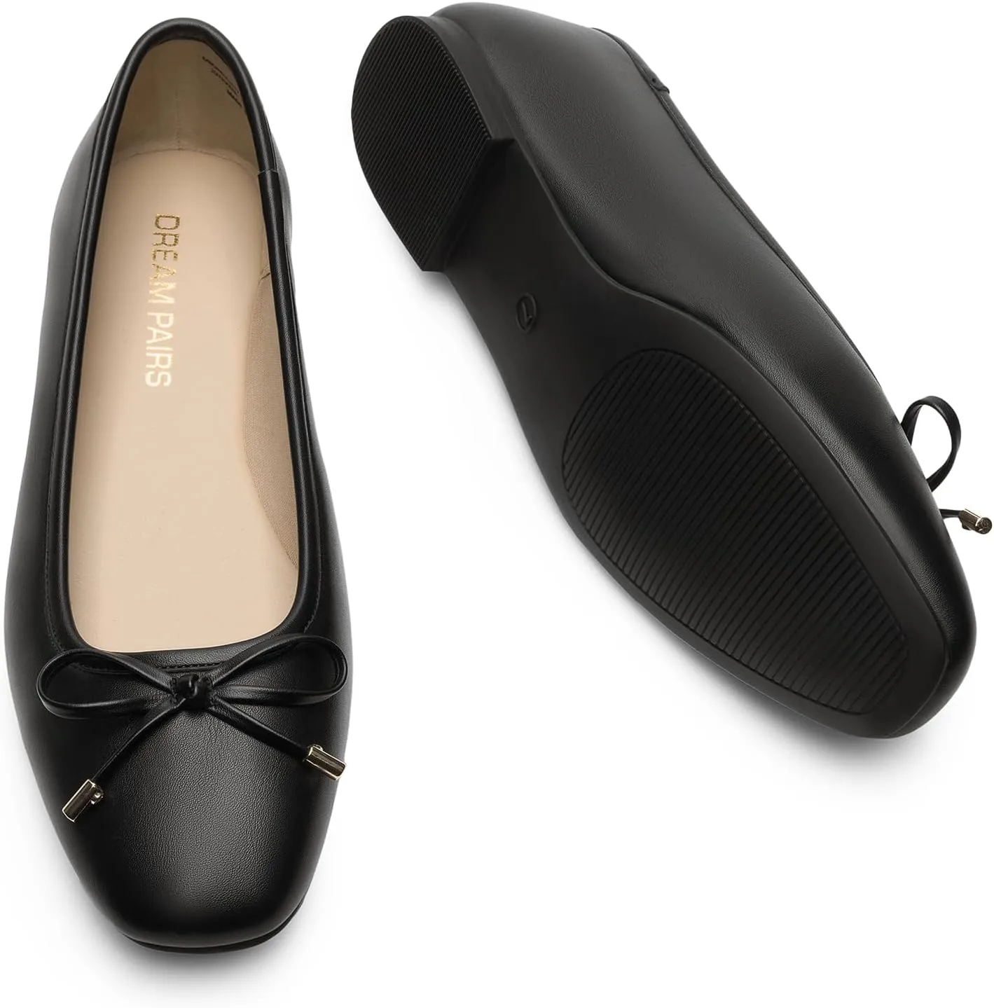 DREAM PAIRS Women's Flats Square Toe Ballet Flats Comfortable Casual Ballerina Flat Dress Shoes with Bow Suitable for Dressy Business Casual Work Office