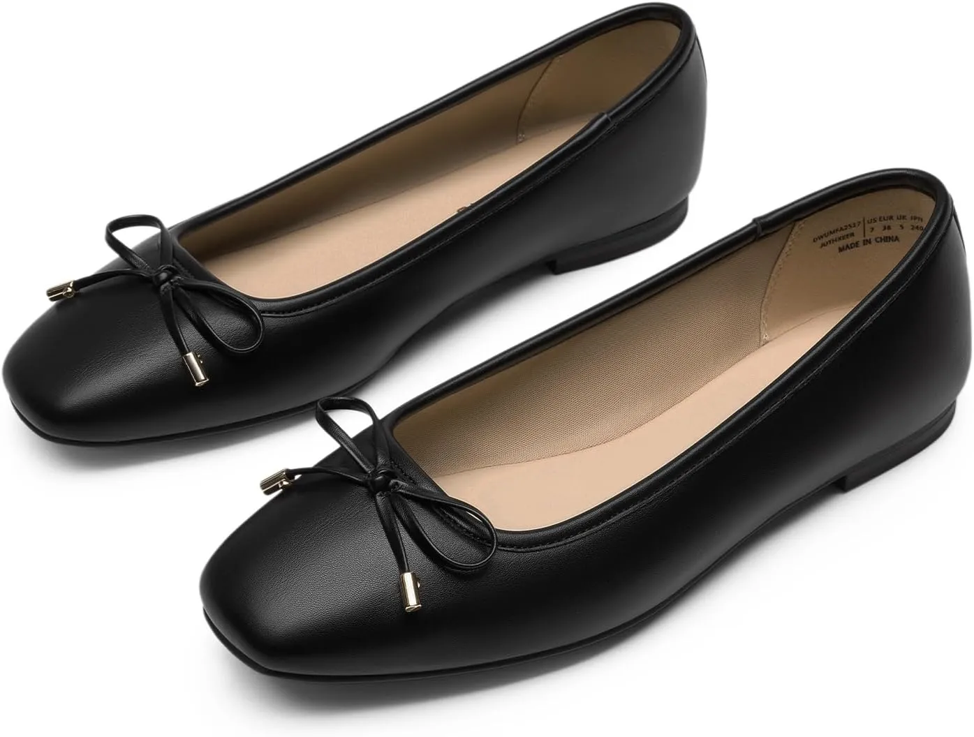DREAM PAIRS Women's Flats Square Toe Ballet Flats Comfortable Casual Ballerina Flat Dress Shoes with Bow Suitable for Dressy Business Casual Work Office