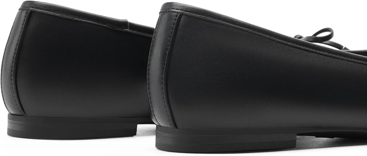 DREAM PAIRS Women's Flats Square Toe Ballet Flats Comfortable Casual Ballerina Flat Dress Shoes with Bow Suitable for Dressy Business Casual Work Office