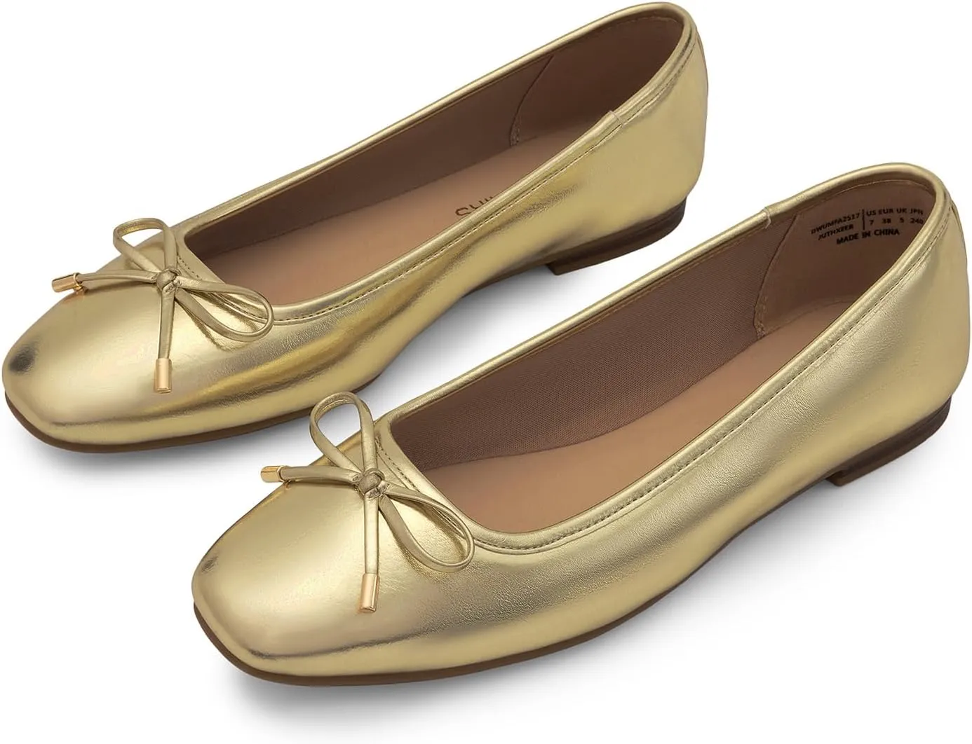 DREAM PAIRS Women's Flats Square Toe Ballet Flats Comfortable Casual Ballerina Flat Dress Shoes with Bow Suitable for Dressy Business Casual Work Office