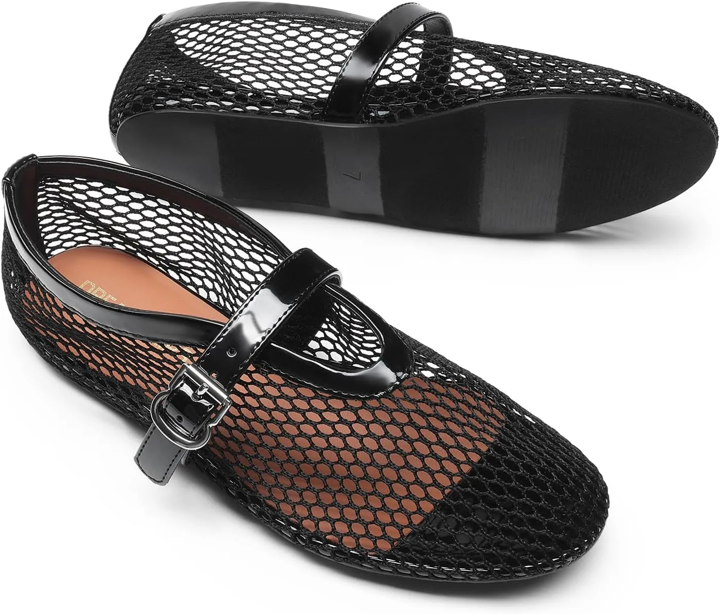DREAM PAIRS Women's Mesh Ballet Flats Dressy Round Toe Comfortable Mary Jane Flat Shoes with Buckle Strap