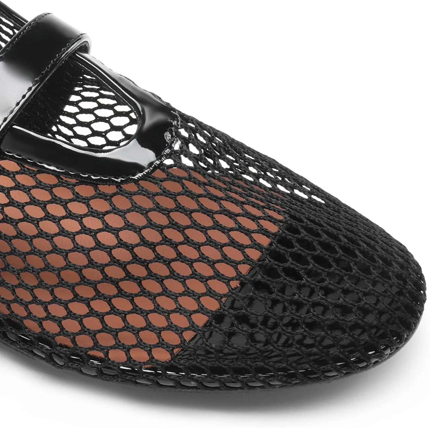 DREAM PAIRS Women's Mesh Ballet Flats Dressy Round Toe Comfortable Mary Jane Flat Shoes with Buckle Strap