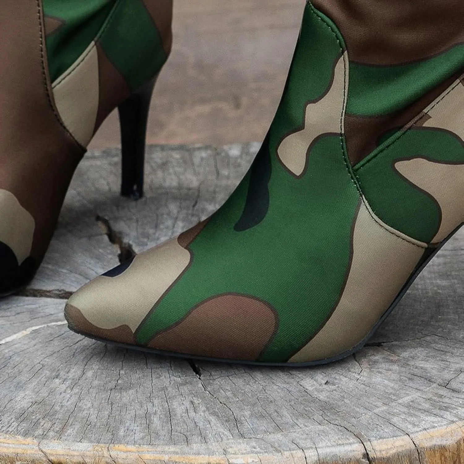 Fall Boots Womens Slouchy Pleated Pointed Toe Stiletto Knee High Boots Thigh High Boots for Women Camo Tall Boots
