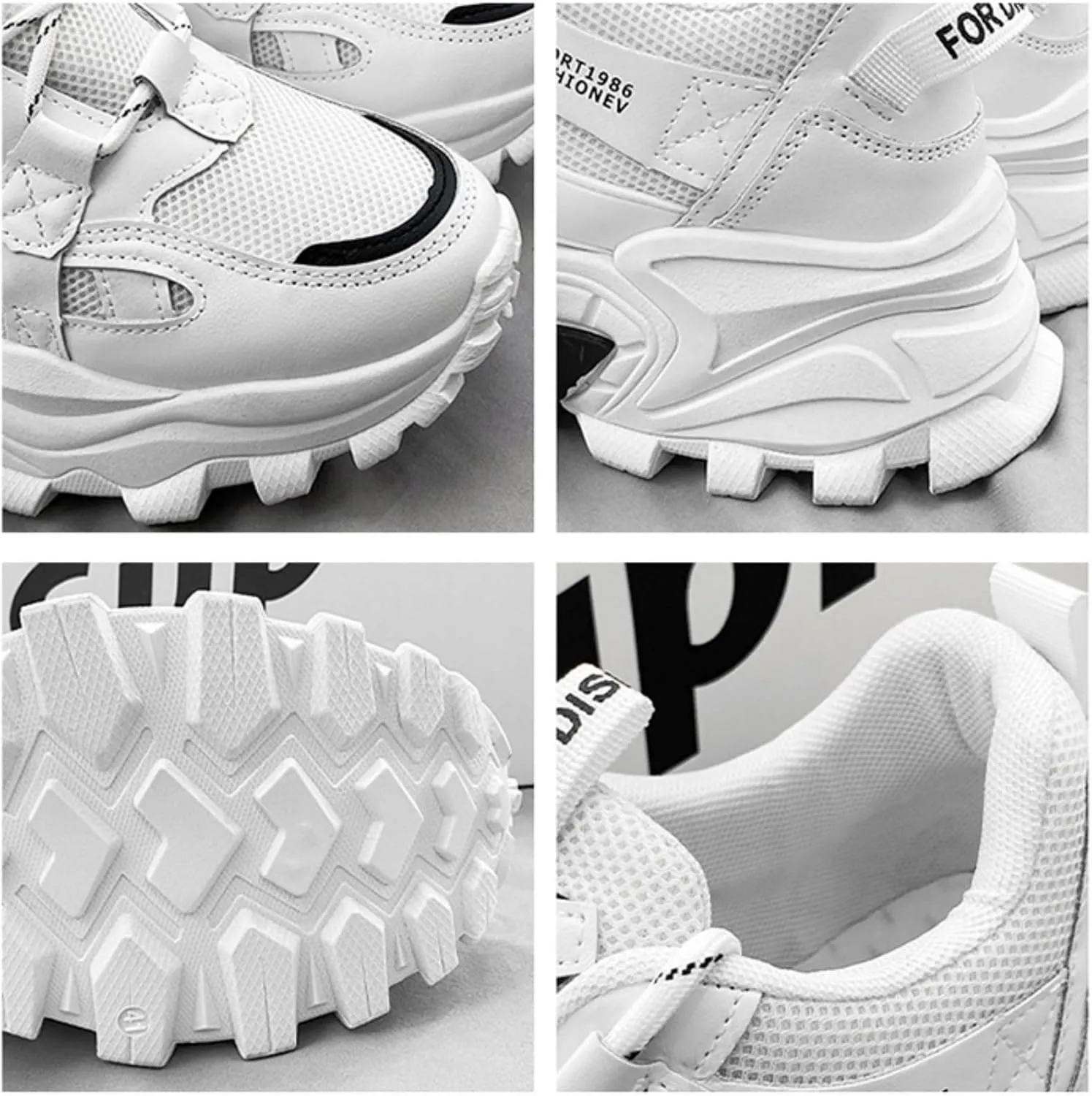 Fashion Sneakers for Mens Comfortable Lace Up Chunky Shoes Mid-Top Casual Platform Durable Sneakers Shoes for Outdoor Walking