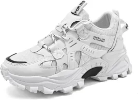 Fashion Sneakers for Mens Comfortable Lace Up Chunky Shoes Mid-Top Casual Platform Durable Sneakers Shoes for Outdoor Walking