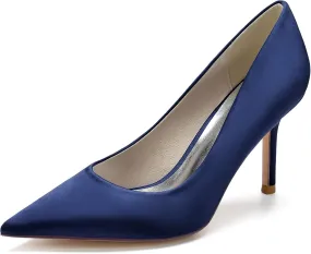 FufoneUS Wedding Bridal Shoes Women's Stiletto High Heel Dress Pumps Pointed Toe Evening Party Shoes,Dark Blue,11