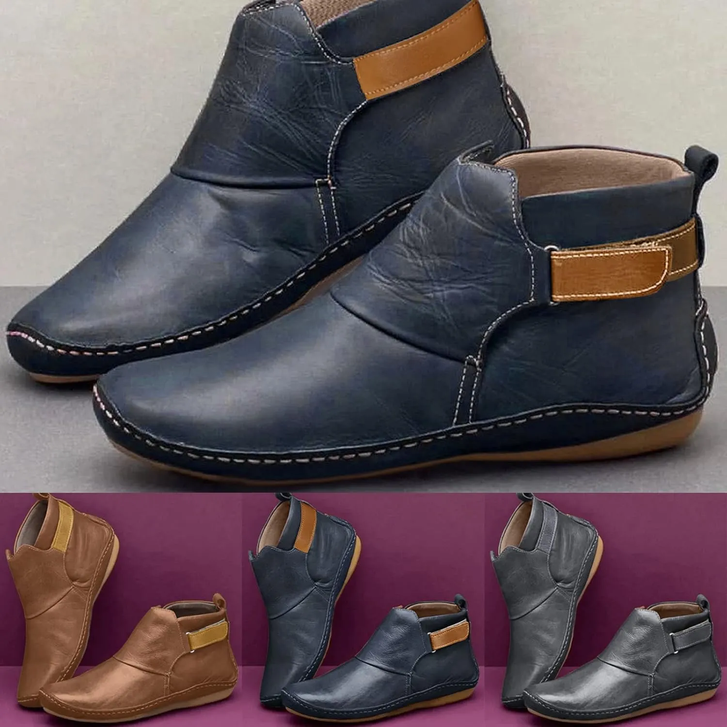 Gibobby Boots for Women Low Heel,Arch Support Booties Casual Flat Platform Short Ankle Booties Everyday Boots for Ladies