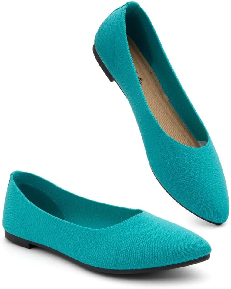 Herstyle Women's Flats  Dressy Pointed Toe Knit Ballet Flat Shoes with Memory Foam | Slip-On, Foldable & Comfortable for Work, Office, Party & Travel (2025 Trend)