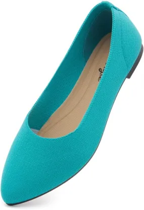 Herstyle Women's Flats  Dressy Pointed Toe Knit Ballet Flat Shoes with Memory Foam | Slip-On, Foldable & Comfortable for Work, Office, Party & Travel (2025 Trend)