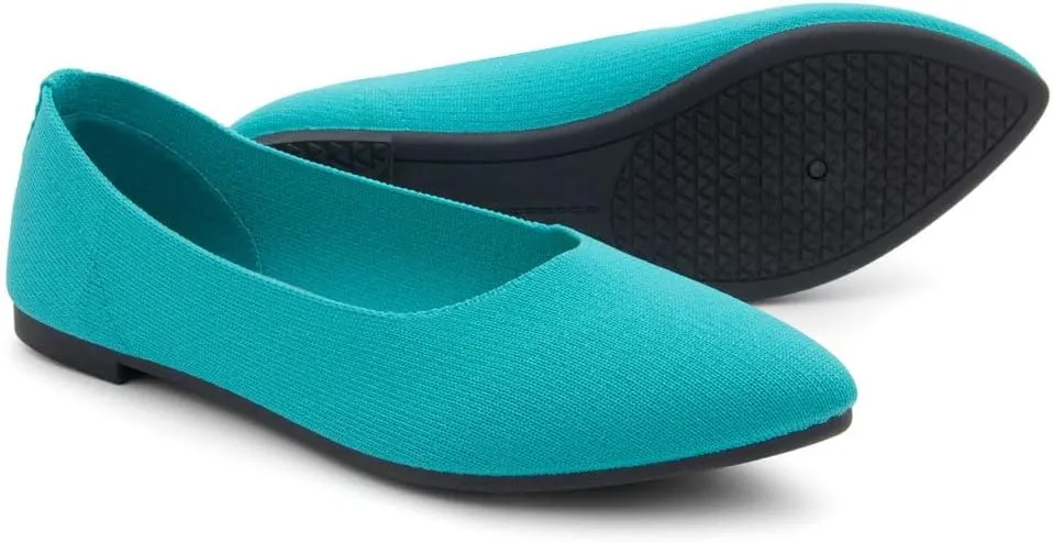 Herstyle Women's Flats  Dressy Pointed Toe Knit Ballet Flat Shoes with Memory Foam | Slip-On, Foldable & Comfortable for Work, Office, Party & Travel (2025 Trend)