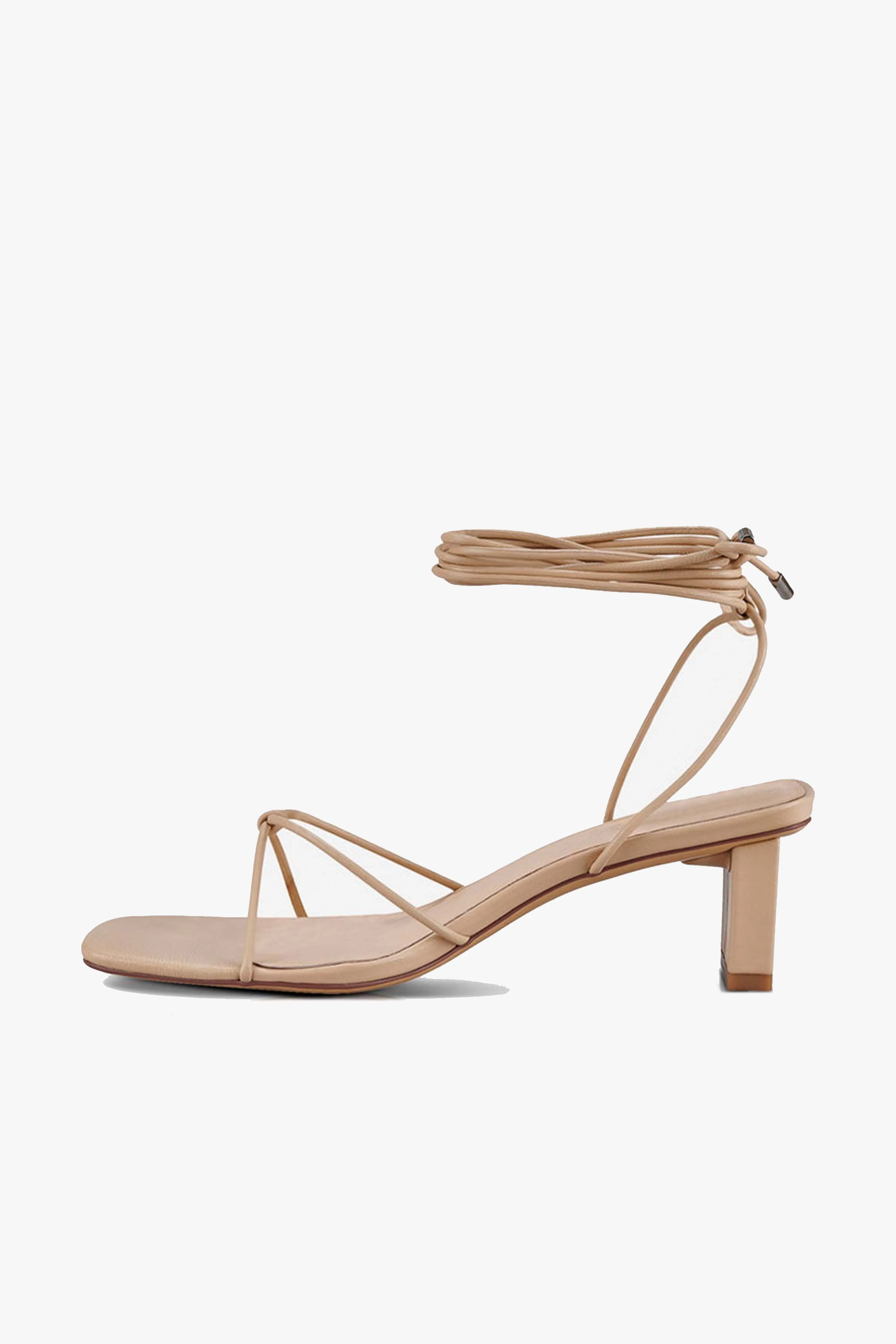 Honey Neutral Ankle Strap Mid Heel
