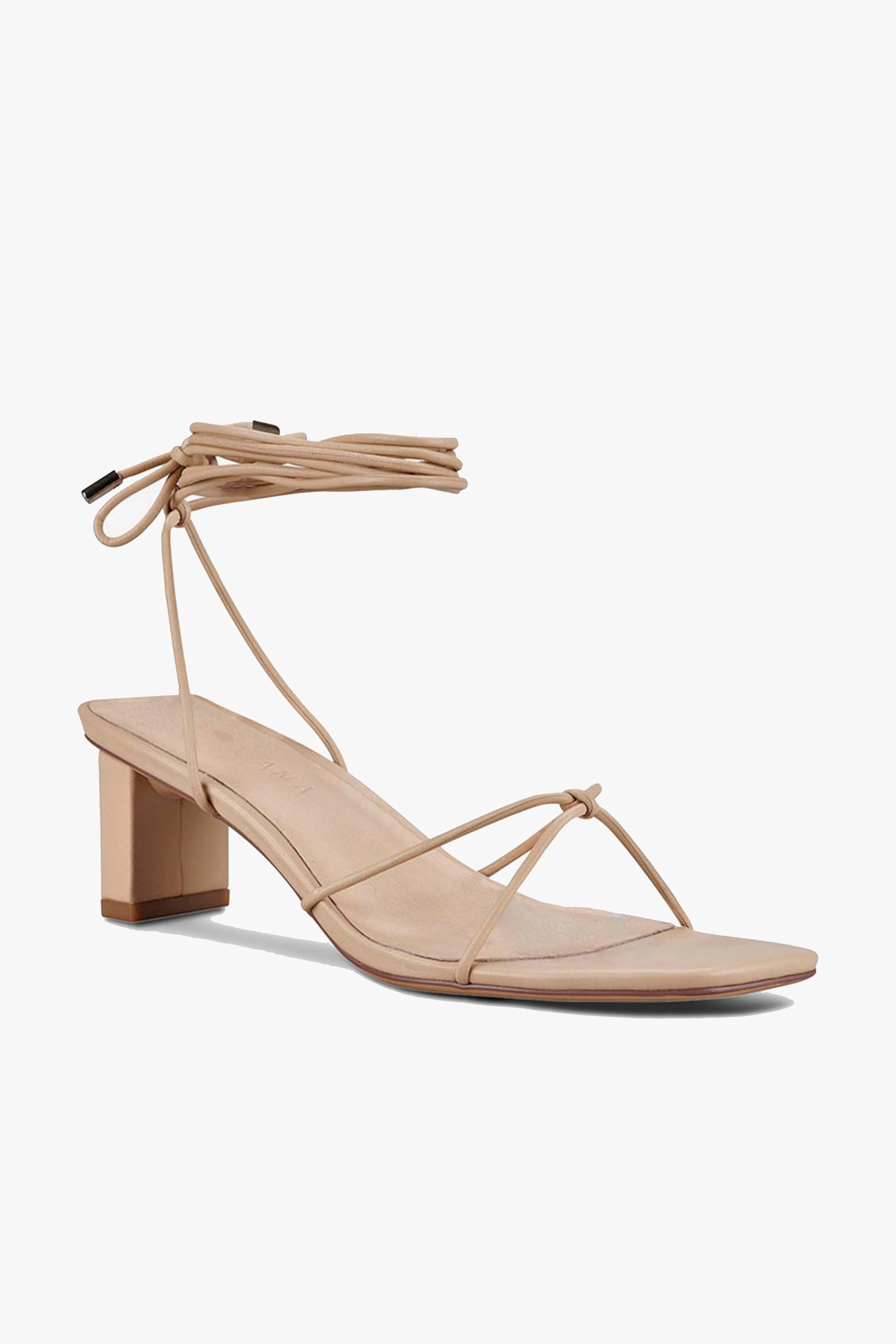 Honey Neutral Ankle Strap Mid Heel