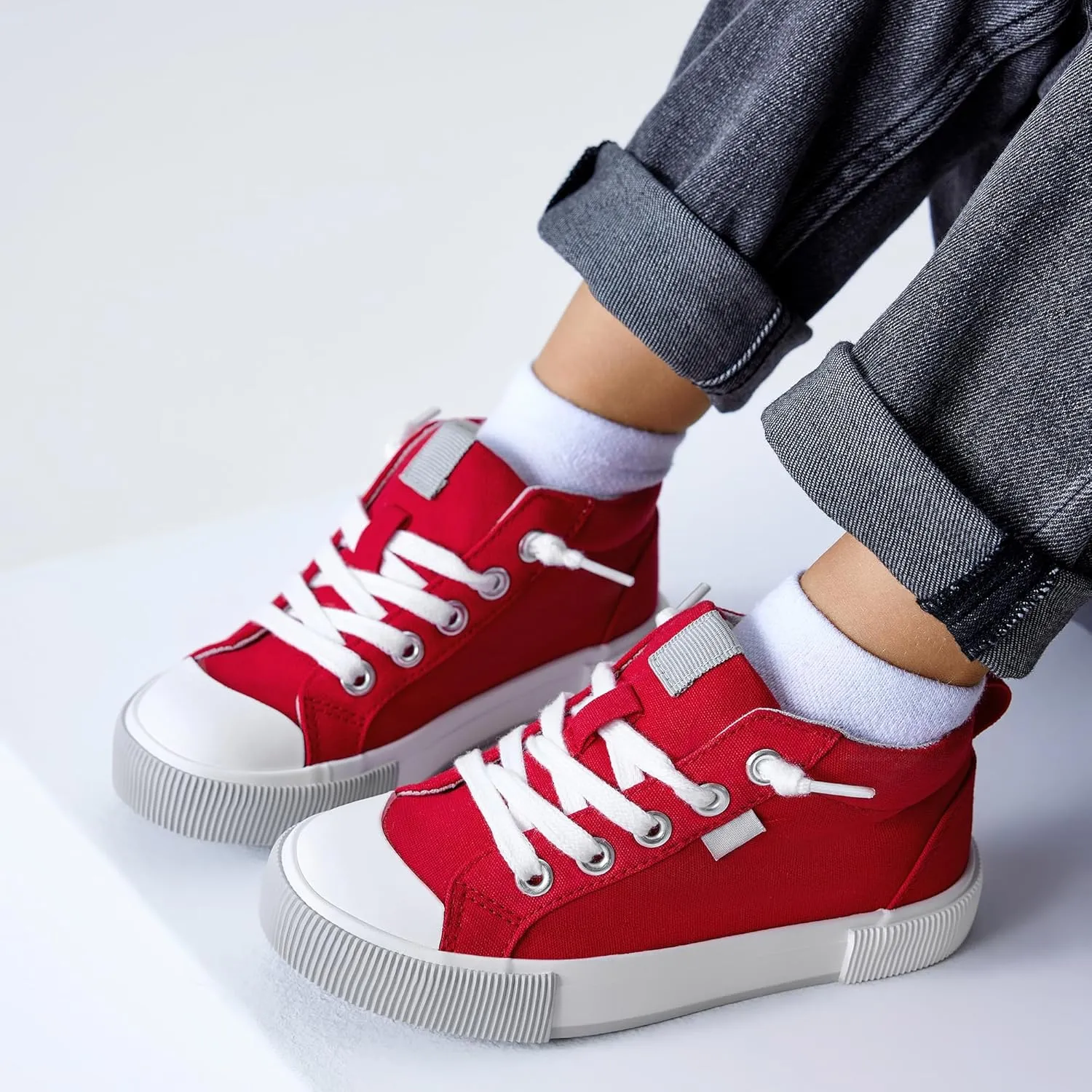 Kids' Cotton Mid-Top Slip-On Sneakers - Casual Canvas Shoes for Girls and Boys