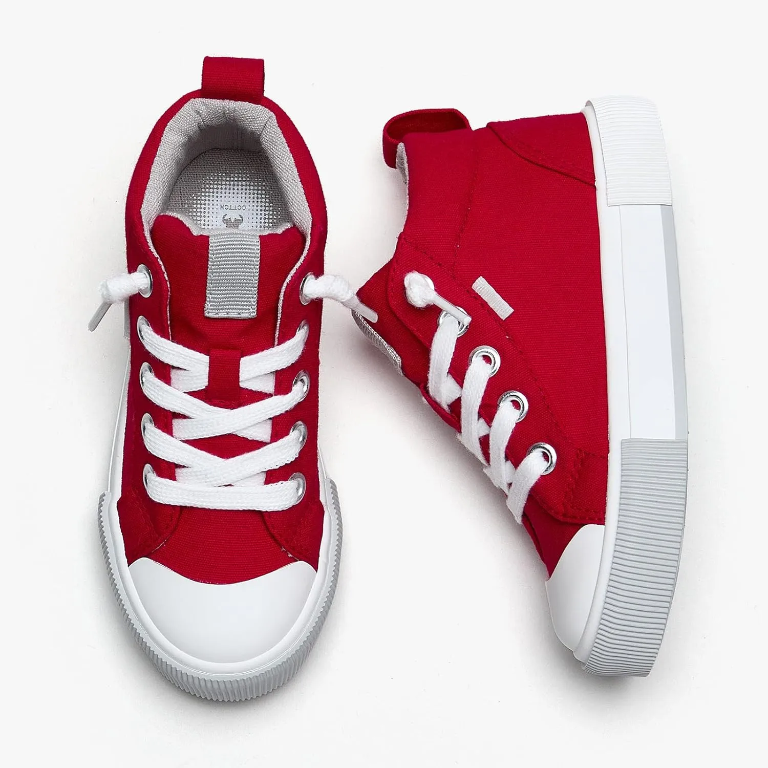 Kids' Cotton Mid-Top Slip-On Sneakers - Casual Canvas Shoes for Girls and Boys