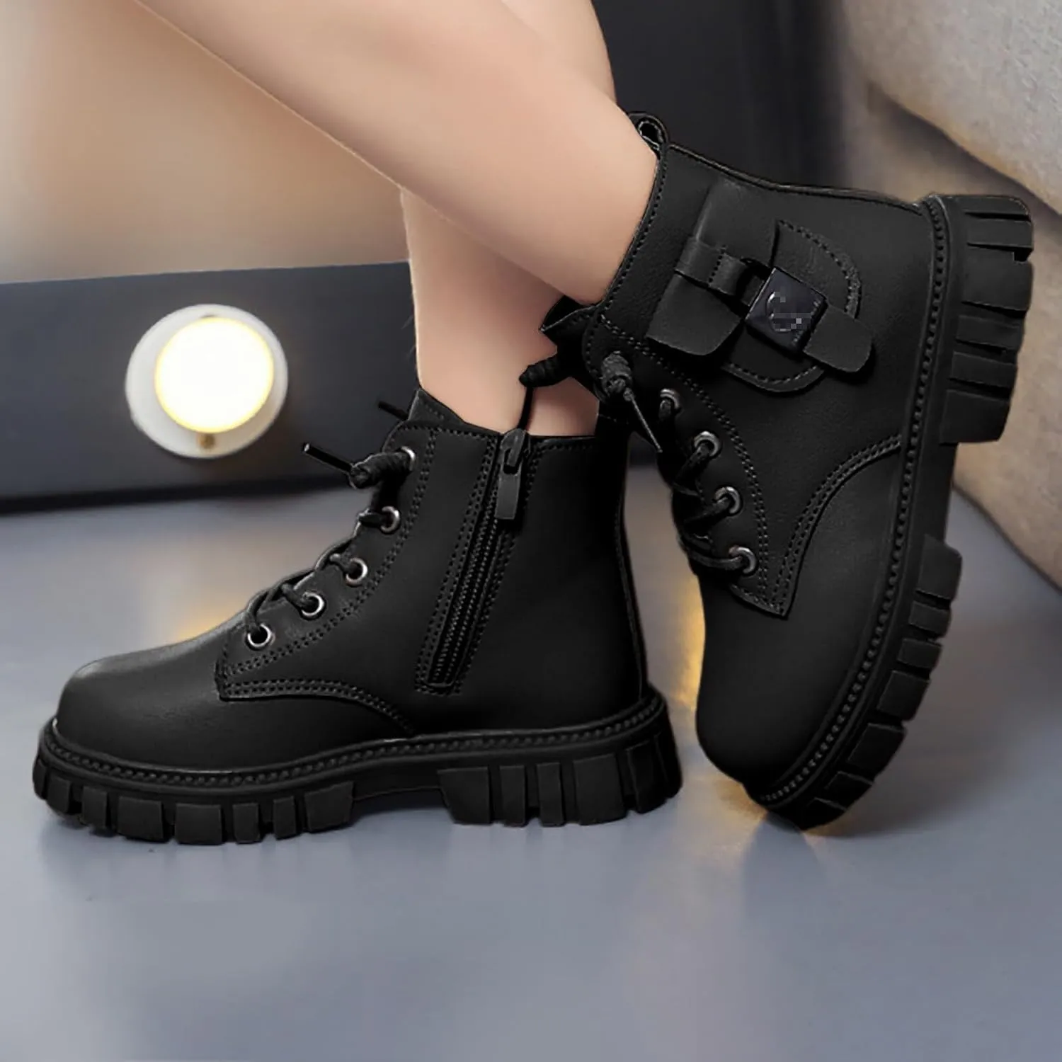 Kids Girls Ankle Bootie Winter Snow Boots Anti-Slip Outdoor Shoes Comfortable Boots Party Birthday Dress up Dance