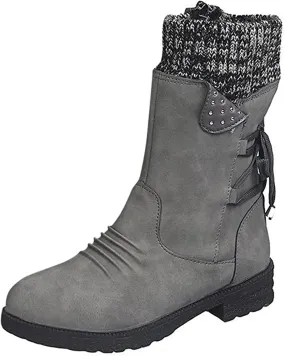 Ladmiple Boots For Women 2024 Low Heel Combat Boots Side Zipper Mid Calf Motorcycle Riding Military Biker Boots Ankle Booties