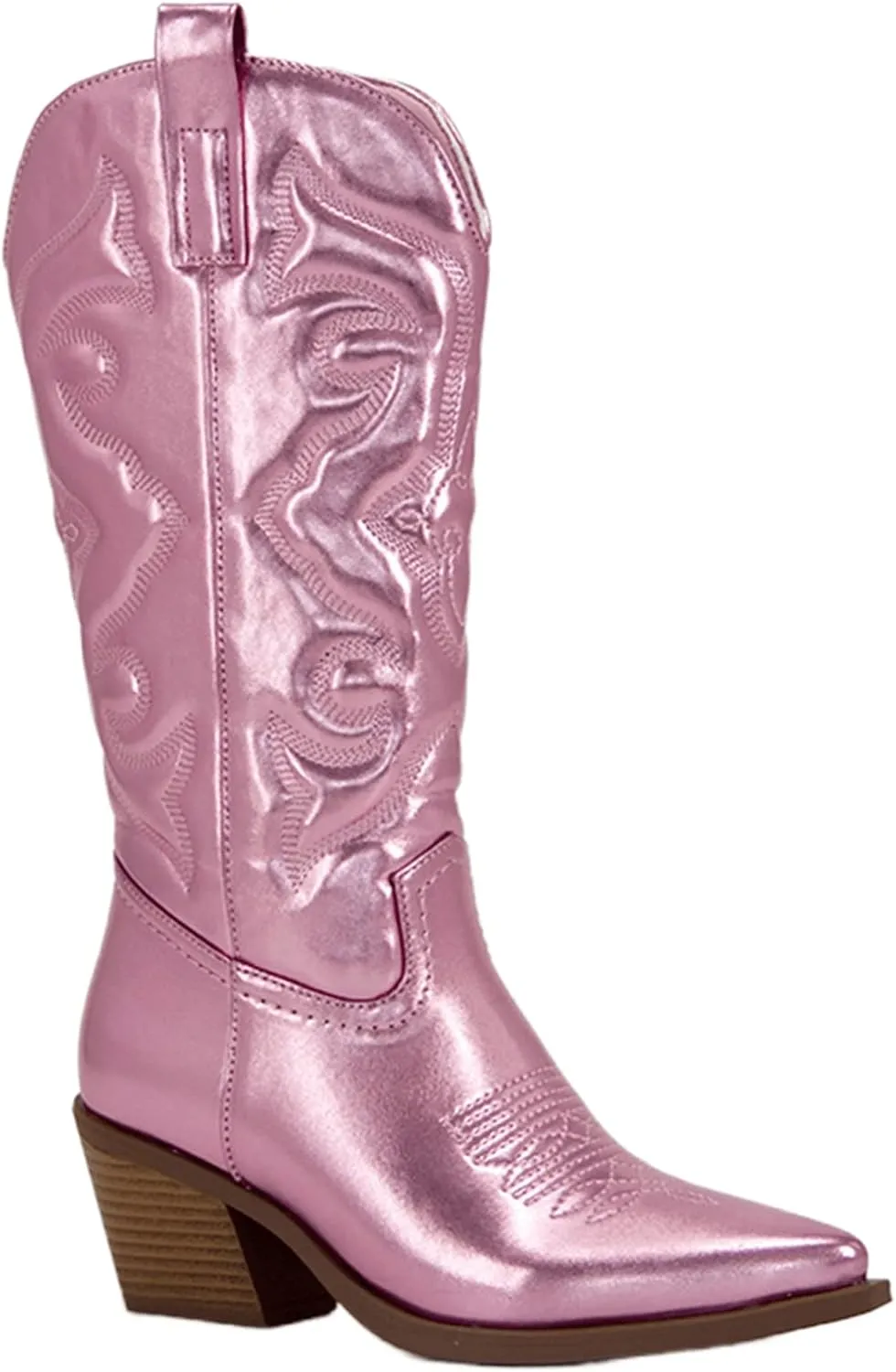 Ladmiple Cowboy Boots For Women Wide Calf Knee High Cowgirl Western Boots Tall Pointed Toe Embroidered Pull On Fashion Boots