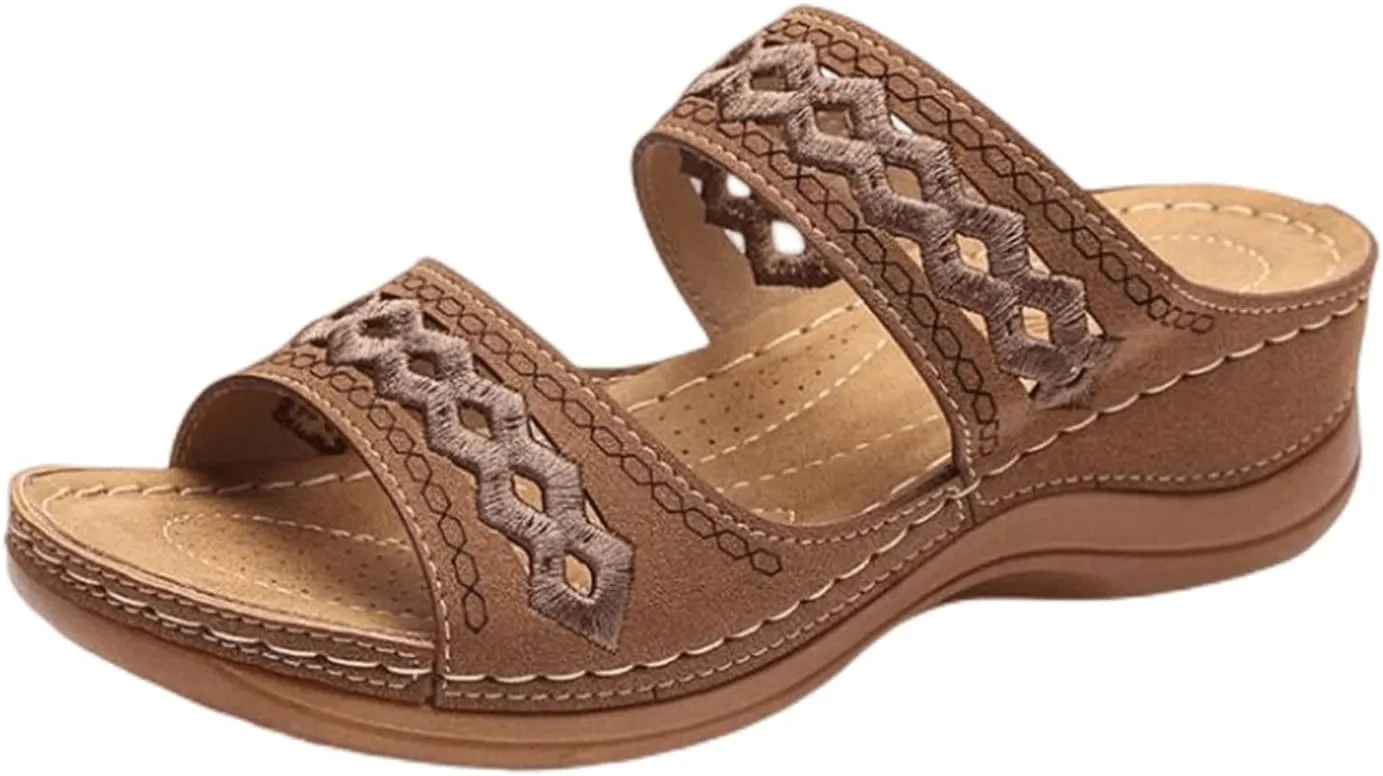 Ladmiple Orthopedic Sandals for Women with Arch Support 2023 Open Toe Flip Flops Platform Orthotic Sandal Walking Shoes