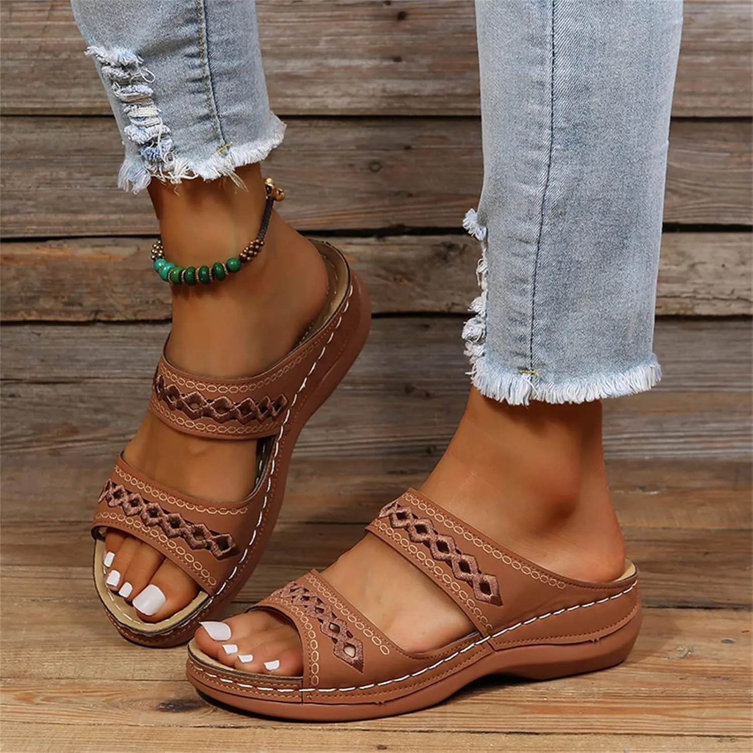Ladmiple Orthopedic Sandals for Women with Arch Support 2023 Open Toe Flip Flops Platform Orthotic Sandal Walking Shoes