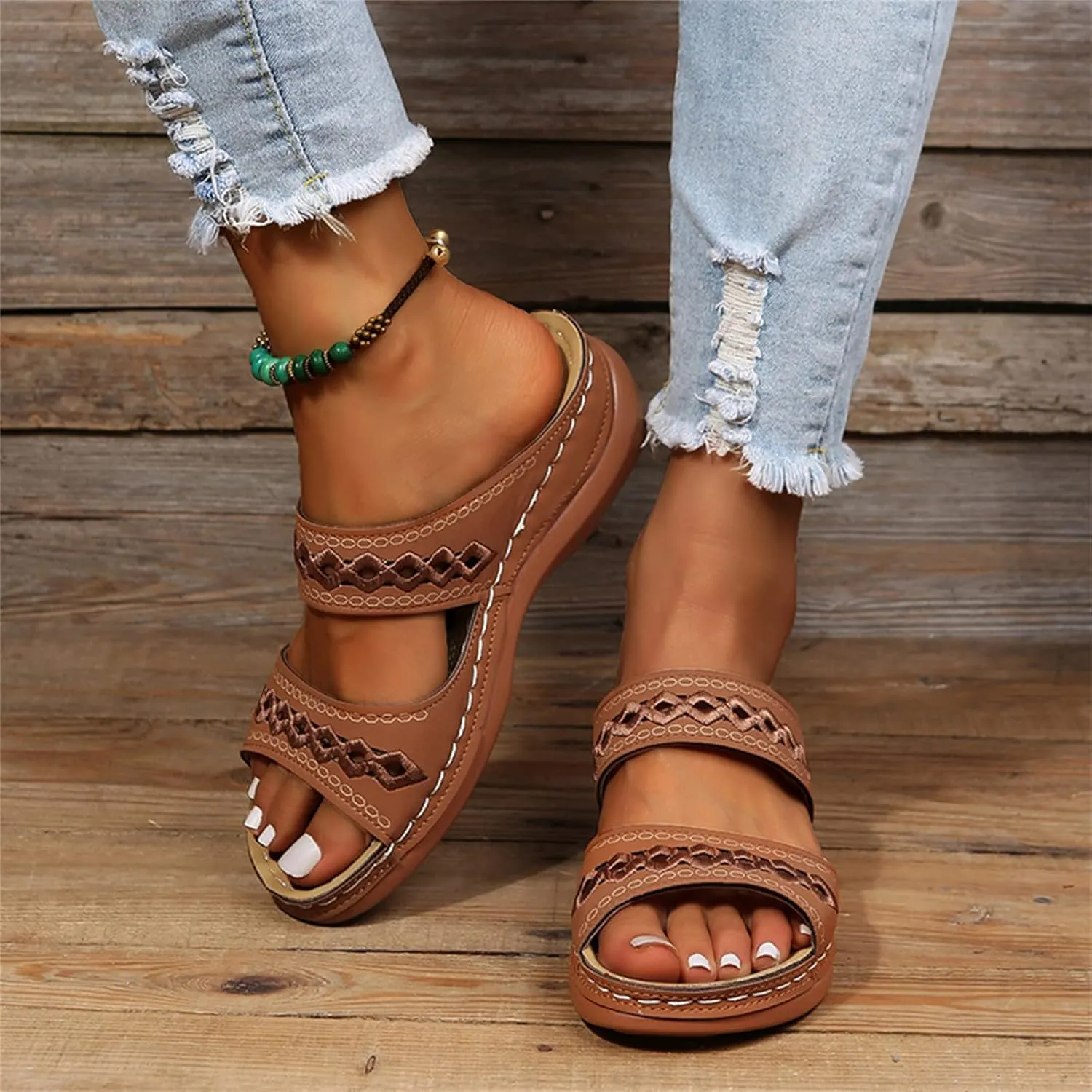 Ladmiple Orthopedic Sandals for Women with Arch Support 2023 Open Toe Flip Flops Platform Orthotic Sandal Walking Shoes