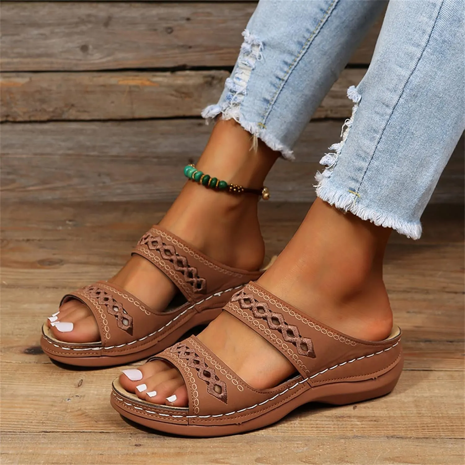 Ladmiple Orthopedic Sandals for Women with Arch Support 2023 Open Toe Flip Flops Platform Orthotic Sandal Walking Shoes
