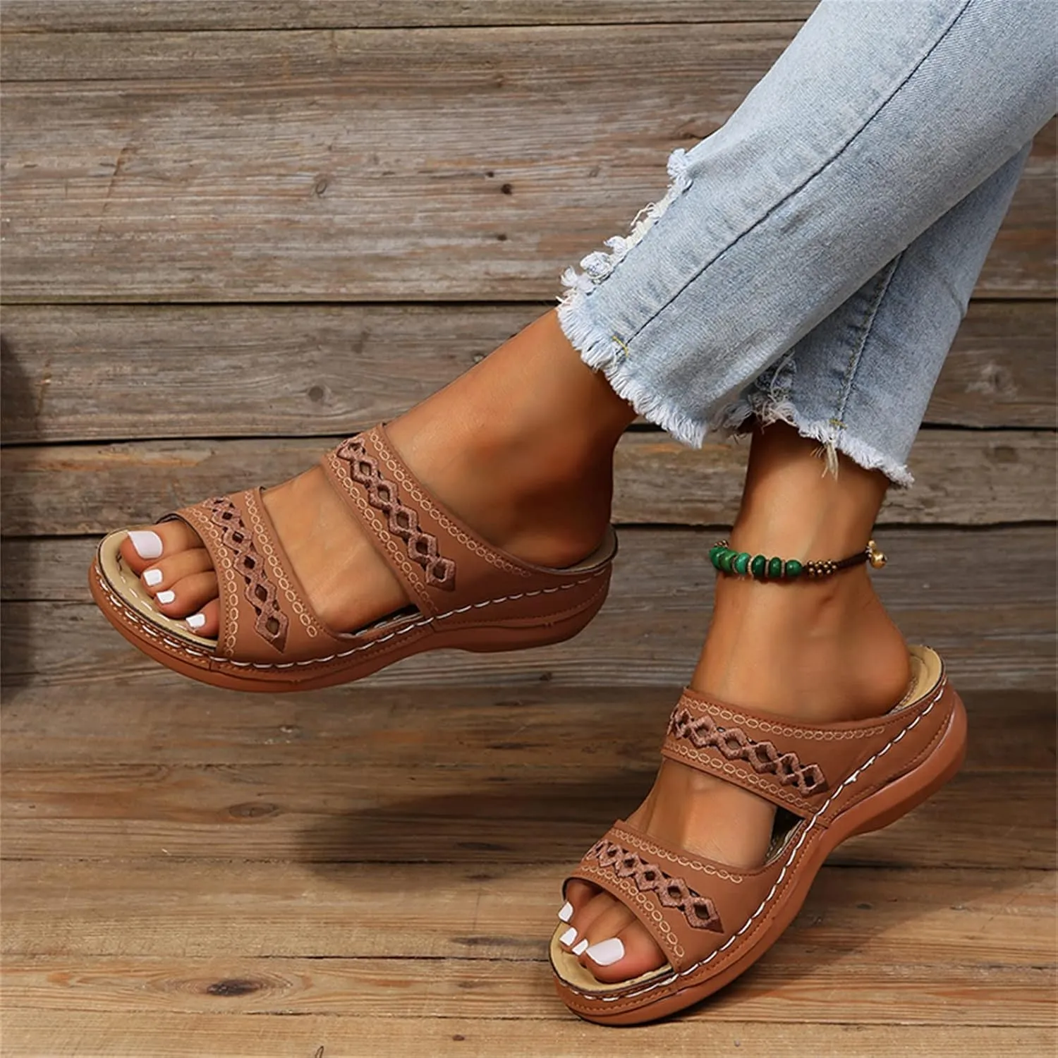 Ladmiple Orthopedic Sandals for Women with Arch Support 2023 Open Toe Flip Flops Platform Orthotic Sandal Walking Shoes