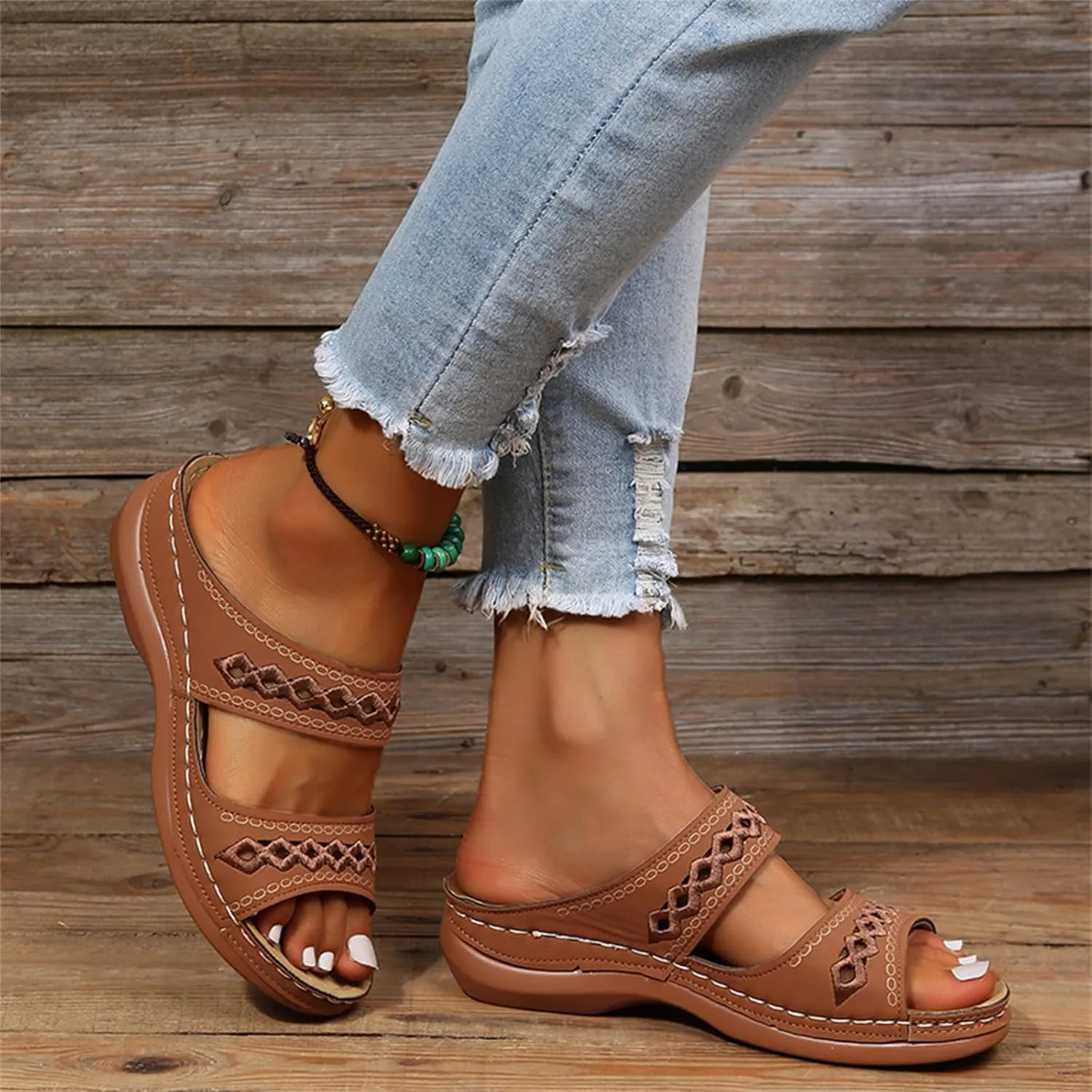 Ladmiple Orthopedic Sandals for Women with Arch Support 2023 Open Toe Flip Flops Platform Orthotic Sandal Walking Shoes
