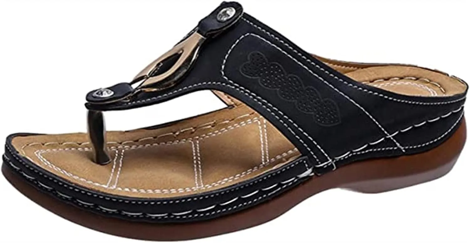 Ladmiple Orthopedic Sandals for Women with Arch Support 2023 Open Toe Flip Flops Platform Orthotic Sandal Walking Shoes
