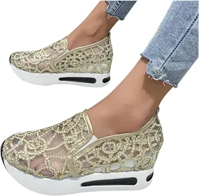 Ladmiple Sneakers For Women Comfortable Shoes Slip on Platform Walking Shoes Fashion Dressy Casual Summer Flats Loafers
