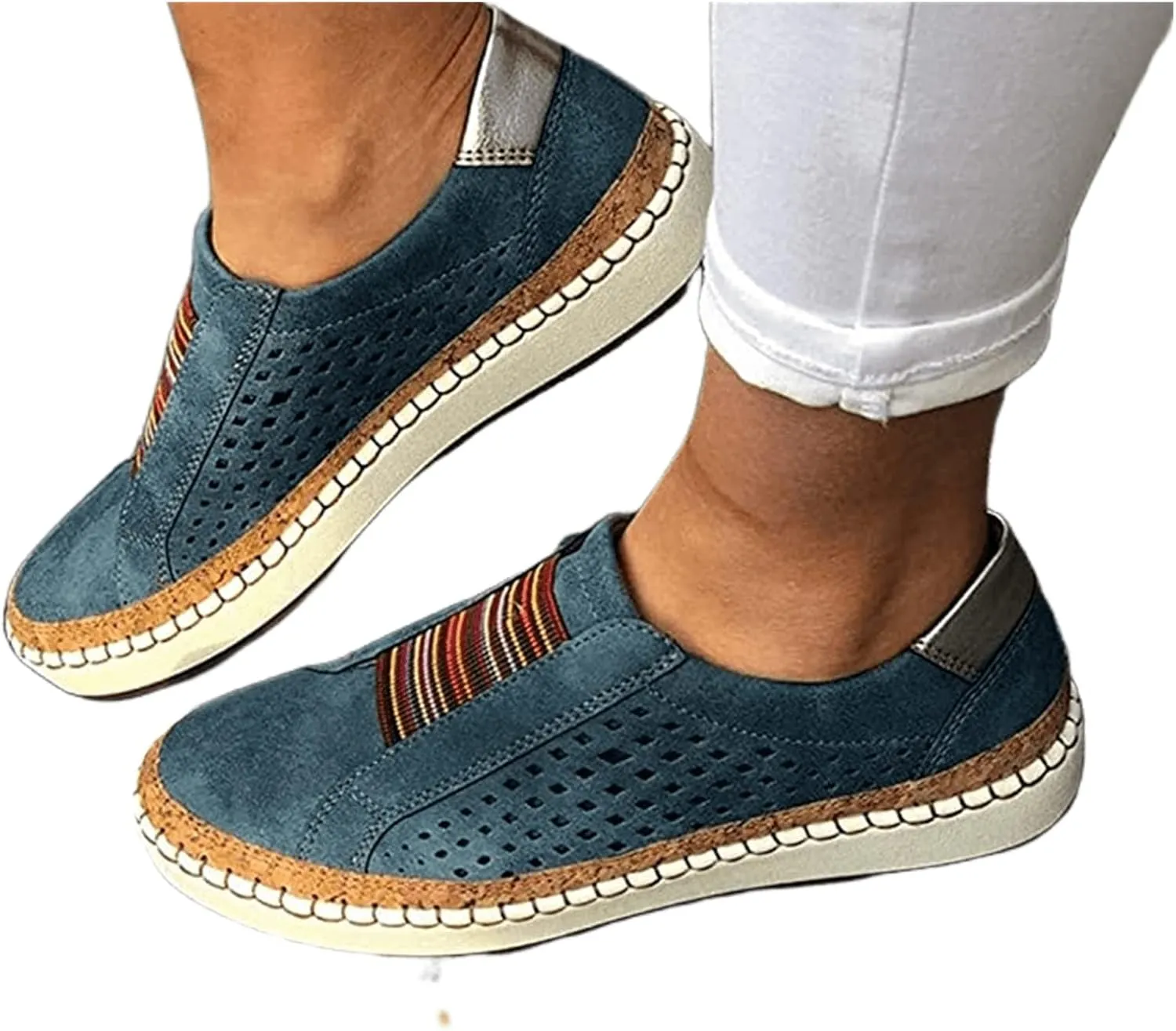 Ladmiple Sneakers For Women Slip On Wide Width Canvas Shoes Casual Cute Fashion Walking Shoe Dressy Summer Flats Loafers