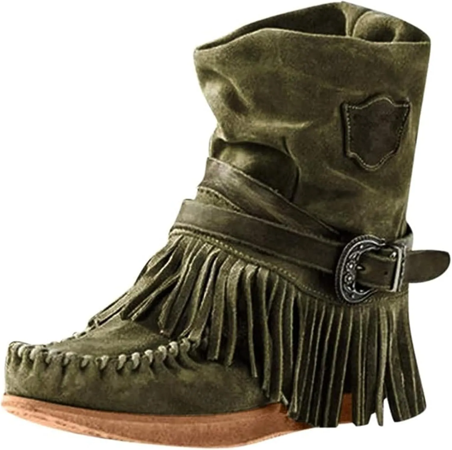 Lausiuoe Cowboy Boots For Women Wide Calf Wide Foot Knee High Western Cowgirl Style Embroidered Chunky Heel Fashion Boot