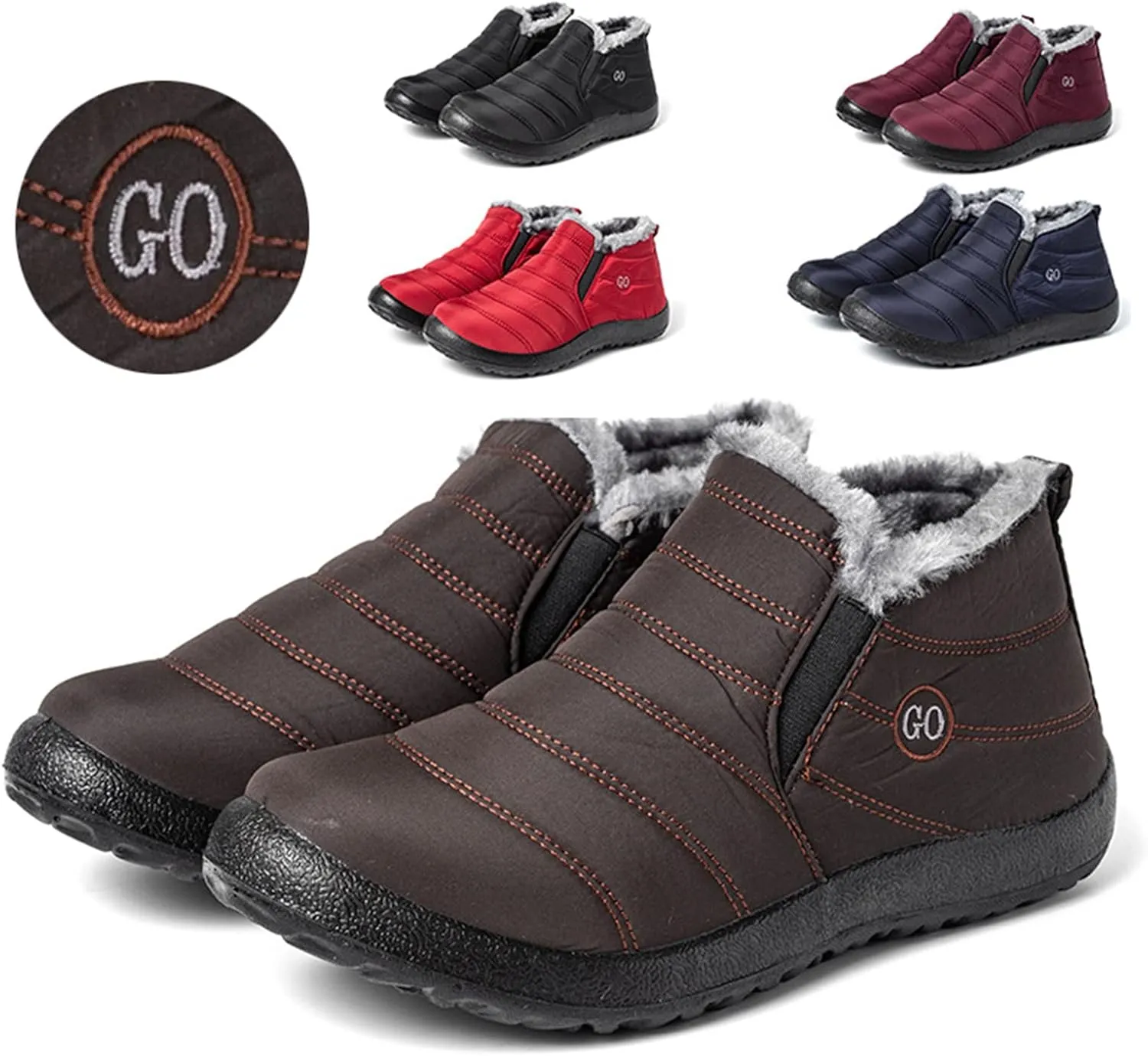 Lausiuoe Snow Boots For Women Waterproof Insulated Non Slip Winter Warm Lining Comfortable Ankle Booties Walking Shoes