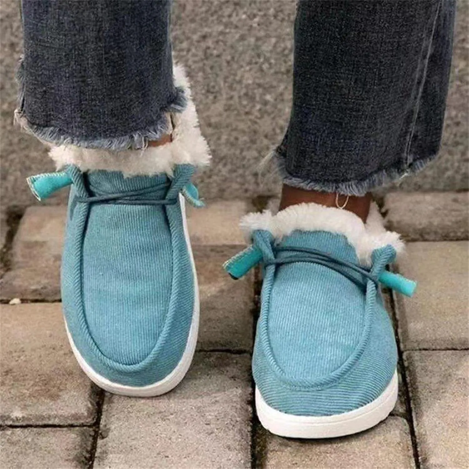 Lausiuoe Winter Boots For Women 2022 With Fur Fluffy Fuzzy Ankle Booties Soft Outdoor Shoes Fashion Casual Walking Shoes