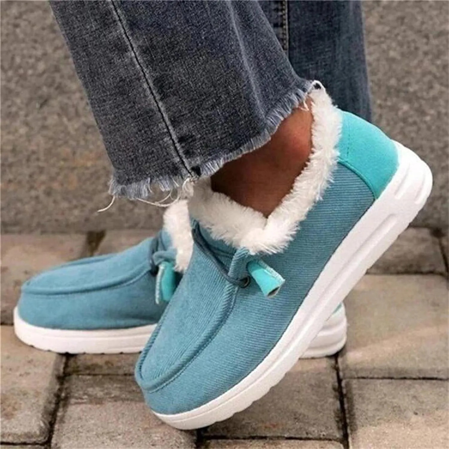 Lausiuoe Winter Boots For Women 2022 With Fur Fluffy Fuzzy Ankle Booties Soft Outdoor Shoes Fashion Casual Walking Shoes
