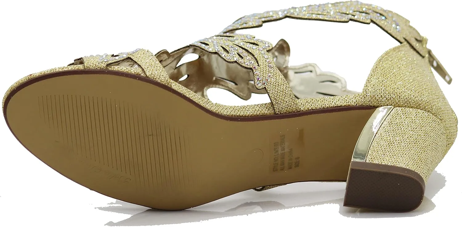 Lime03N Womens Open Toe Mid Heel Wedding Rhinestone Gladiator Sandal Wedge Shoes