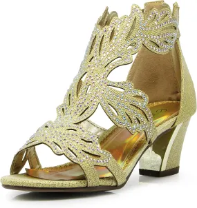 Lime03N Womens Open Toe Mid Heel Wedding Rhinestone Gladiator Sandal Wedge Shoes