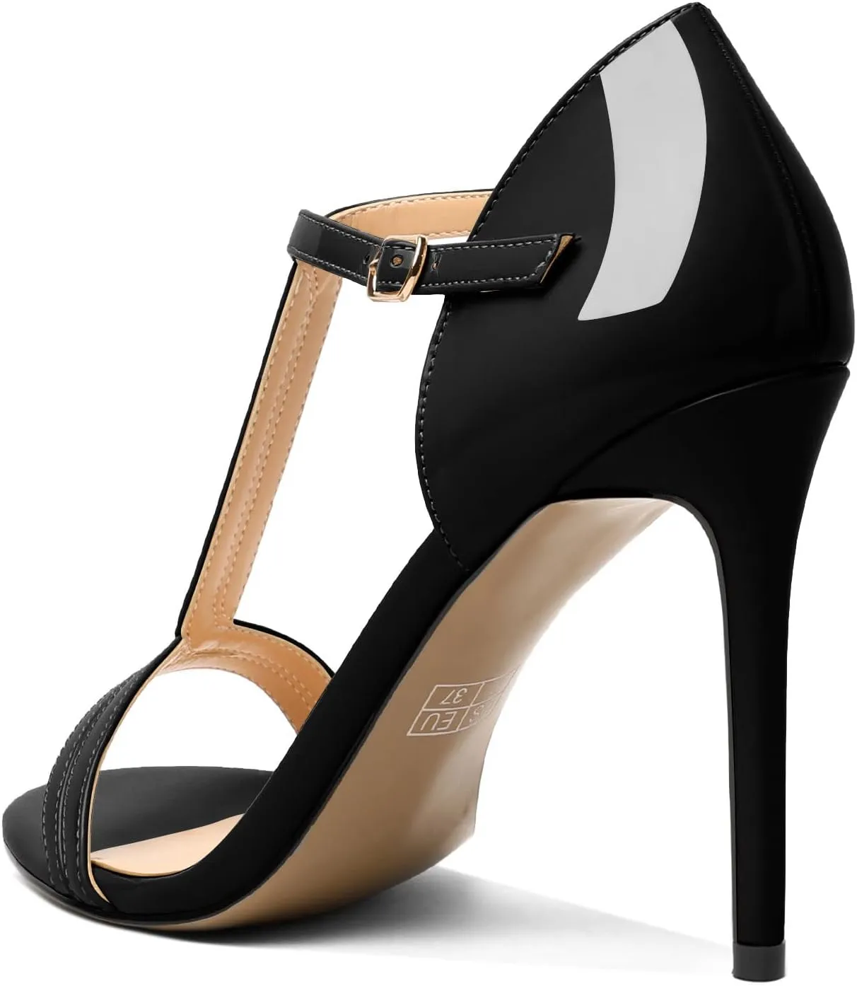 Mettesally Women's Ankle Strap Stilettos Open Round Toe Heeled Sandals Wedding Shoes High Heel Sandals