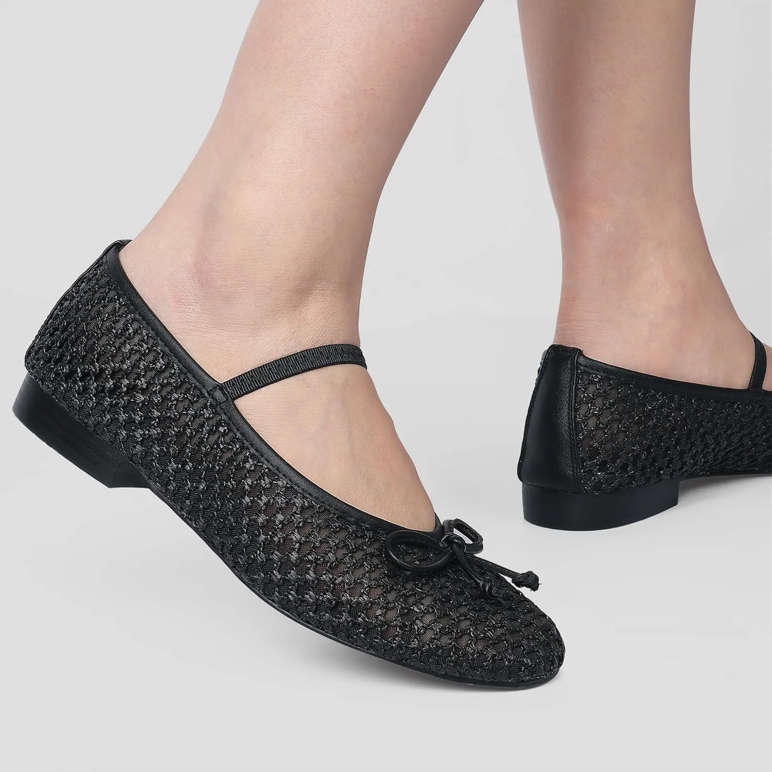 MUCCCUTE Women's Mesh Ballet Flats, Round Toe Ballerina Flats Shoes Casual Dress Mary Jane Flats