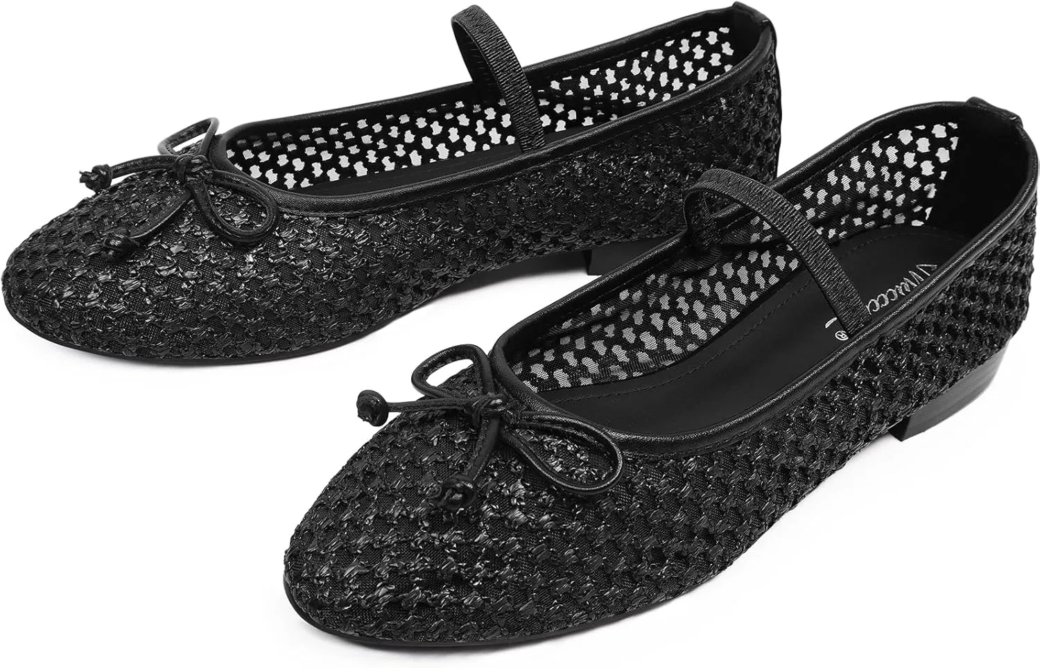 MUCCCUTE Women's Mesh Ballet Flats, Round Toe Ballerina Flats Shoes Casual Dress Mary Jane Flats