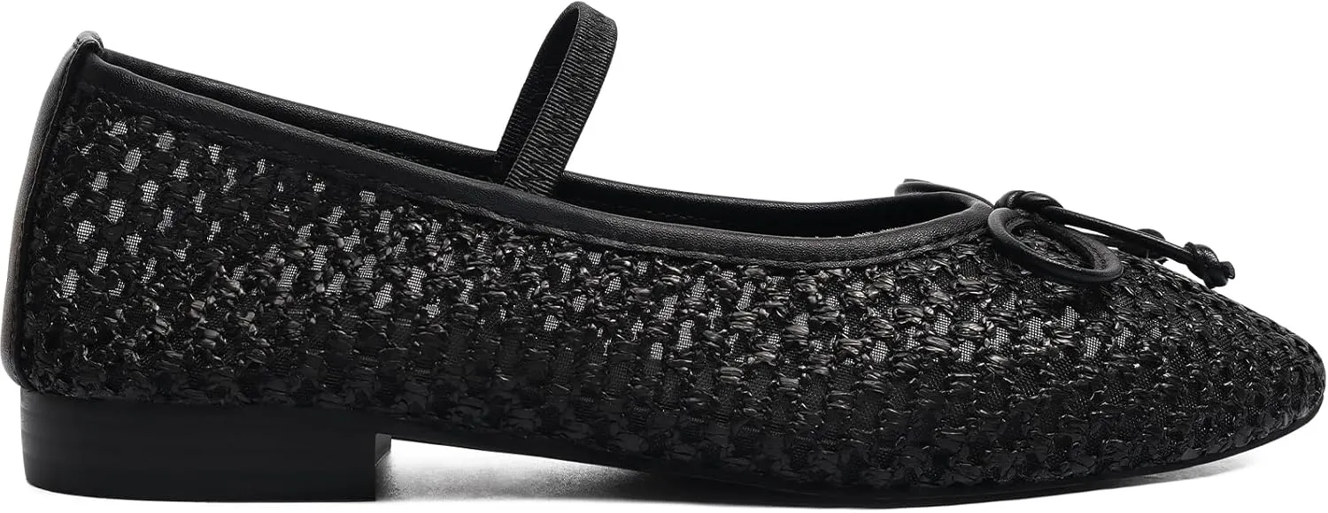 MUCCCUTE Women's Mesh Ballet Flats, Round Toe Ballerina Flats Shoes Casual Dress Mary Jane Flats