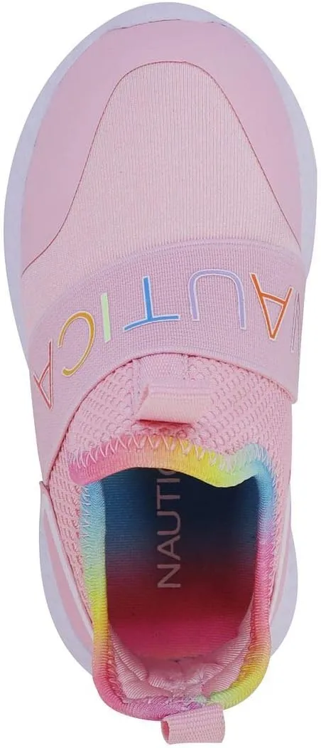 Nautica Girls' Slip-On Sneaker - Athletic Running Kids' Shoe for Walking, Running, Tennis, and Sports (Toddler/Little Kid)