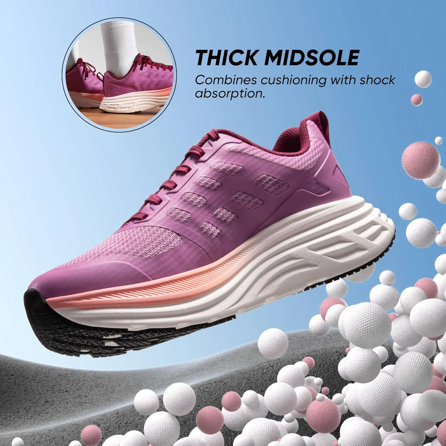 NORTIV 8 Women's Walking Shoes Cushion Running Tennis Shoes ActiveFloat Non-Slip Comfortable Breathable Workout Gym Sports Athletic Fashion Sneakers