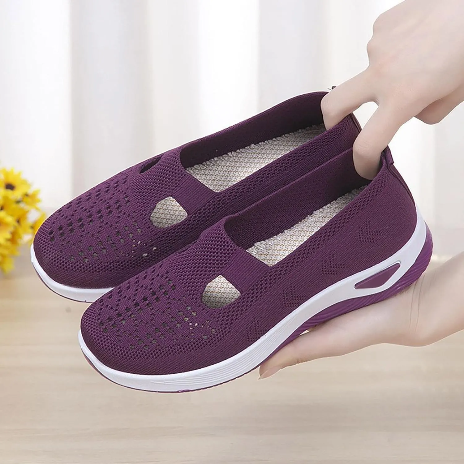 Orthopedic Shoes for Women Woven Orthopedic Womens Tennis Shoes Comfort Ladies Shoes Casual High Top Sneakers Platform Tennis Shoe Loafers Casual Slip On